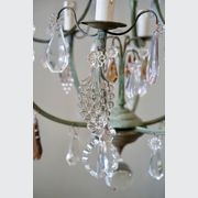 French Antique Verdigris Brass & Glass Chandelier gallery detail image