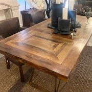 Dylan Dining Table - Tropical Hardwood With Iron Base gallery detail image