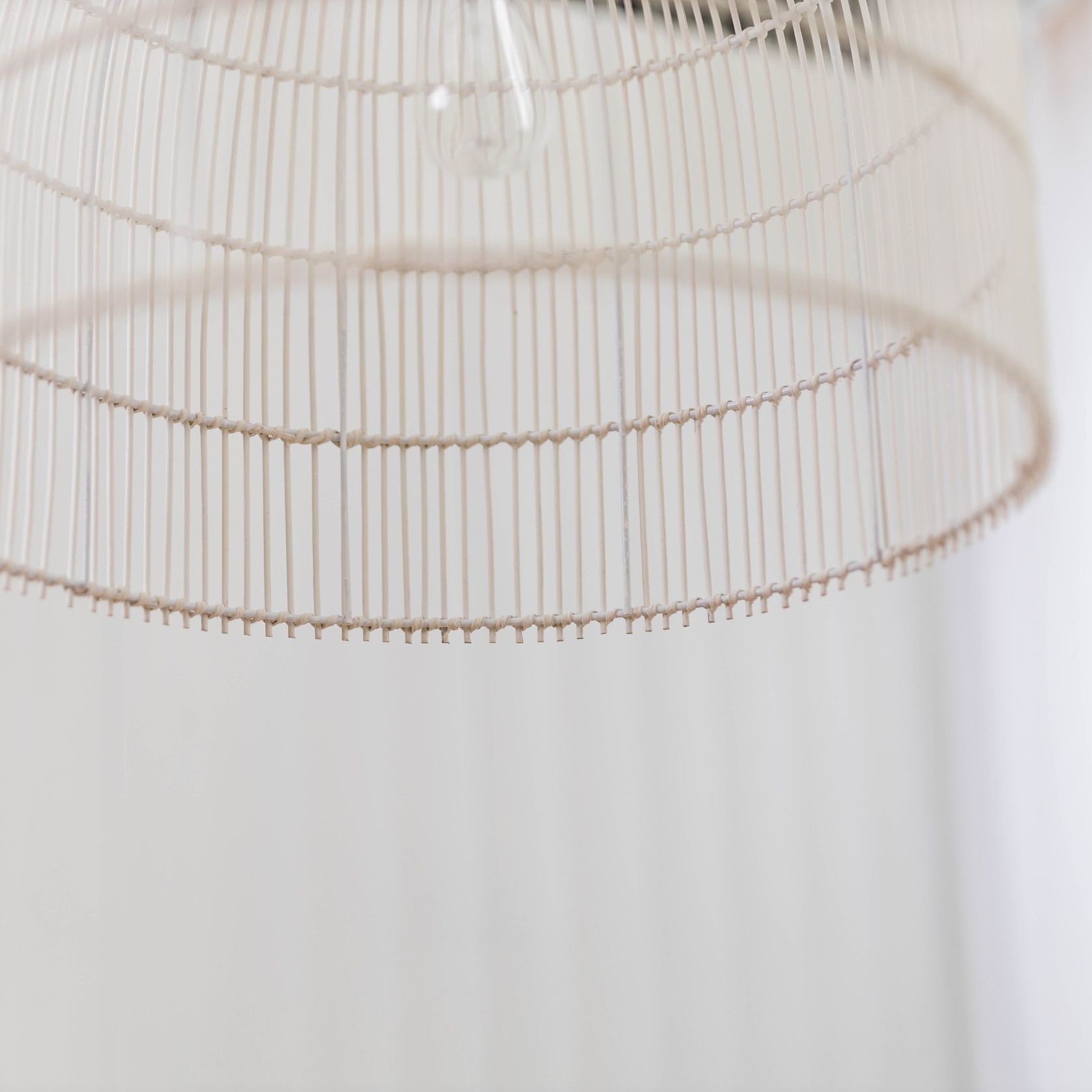 Whitewash Cane Rattan Pendant Light - Siena - 2 Sizes gallery detail image