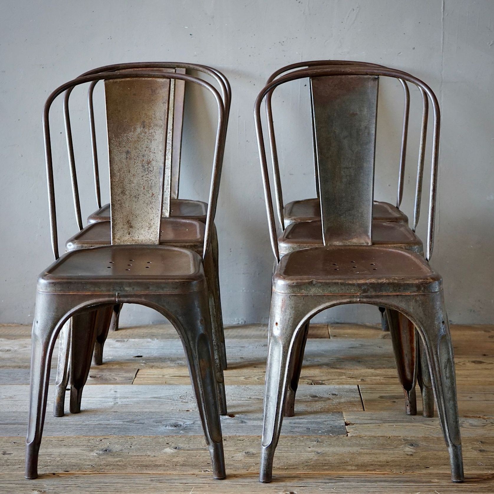 Set of  6 Vintage French Tolix Chairs gallery detail image