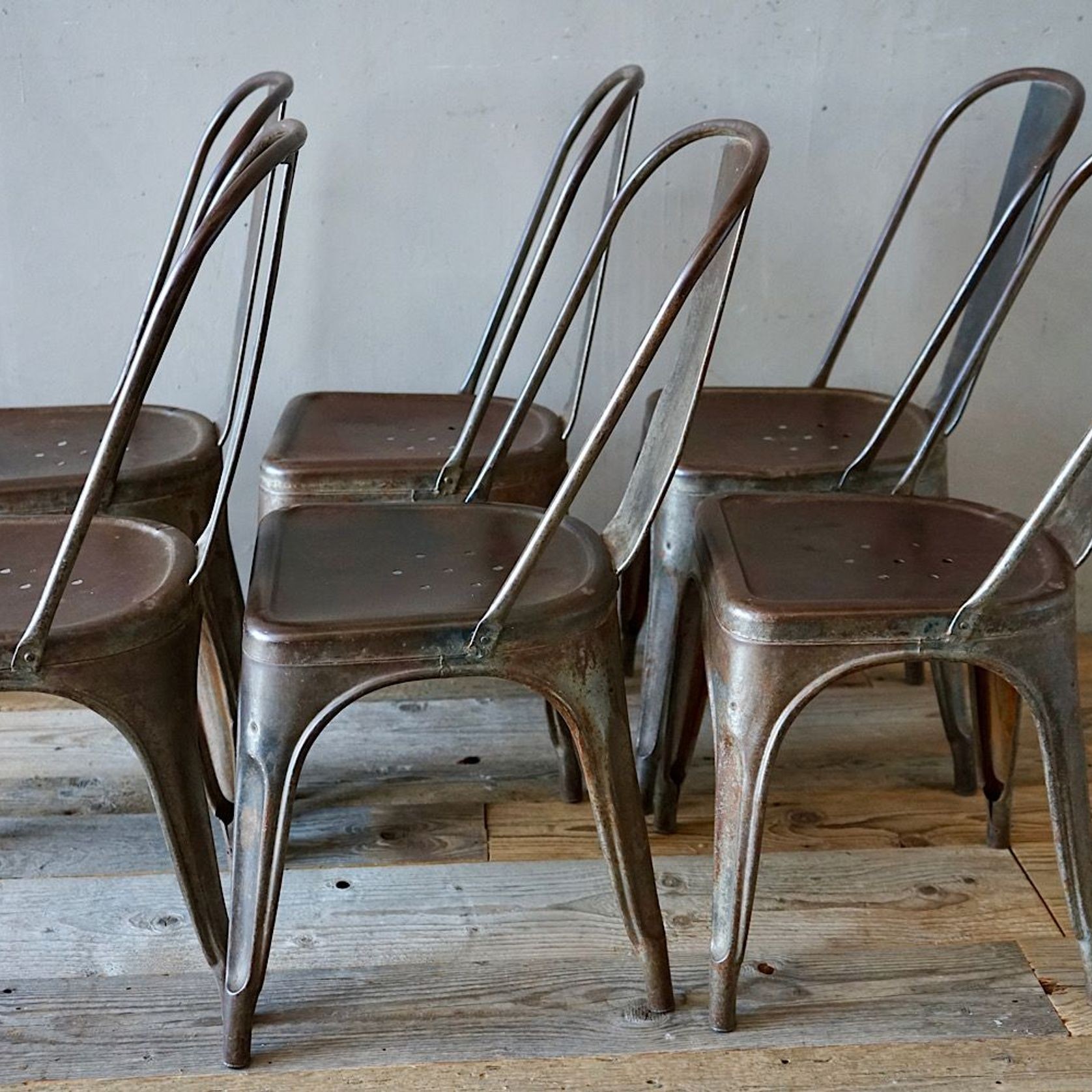 Set of  6 Vintage French Tolix Chairs gallery detail image