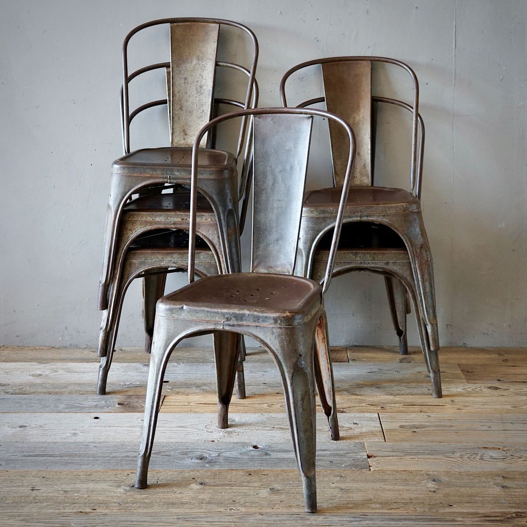 Set of  6 Vintage French Tolix Chairs gallery detail image