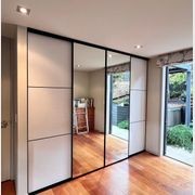 Three Divisions White Acrylic and Mirror Sliding Door Set gallery detail image