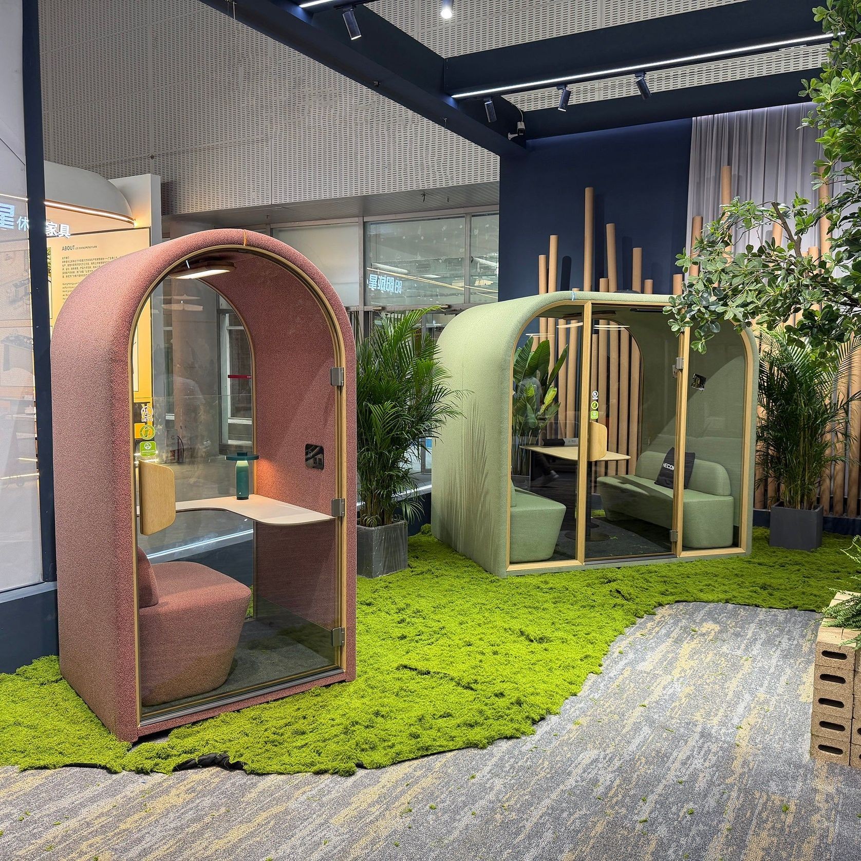 DUKE Single Seater Acoustic Office Silent Booth Pod - Green gallery detail image