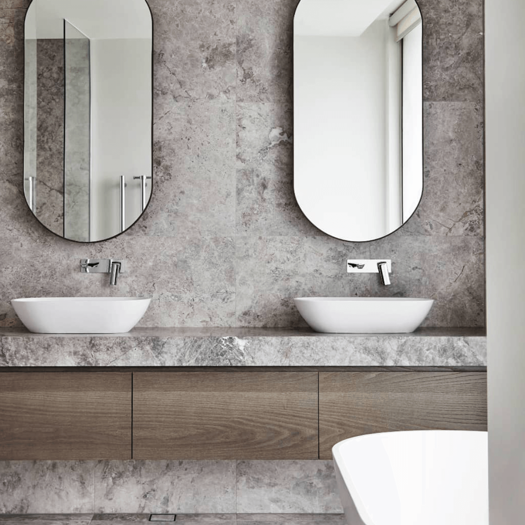 Oval Stone Basin Matte White Justina STB12 gallery detail image