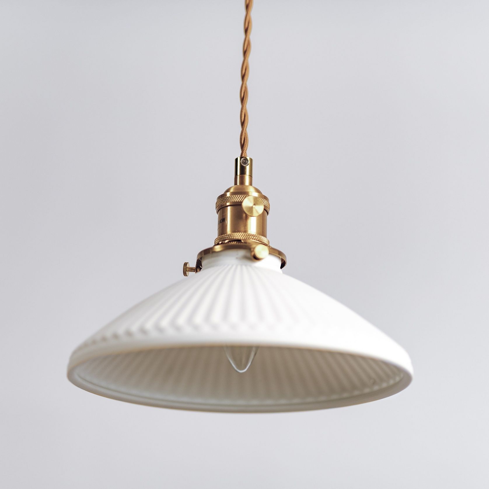 Hollie | Gold Ceramic Pleated Pendant Light gallery detail image