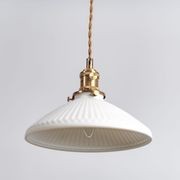 Hollie | Gold Ceramic Pleated Pendant Light gallery detail image