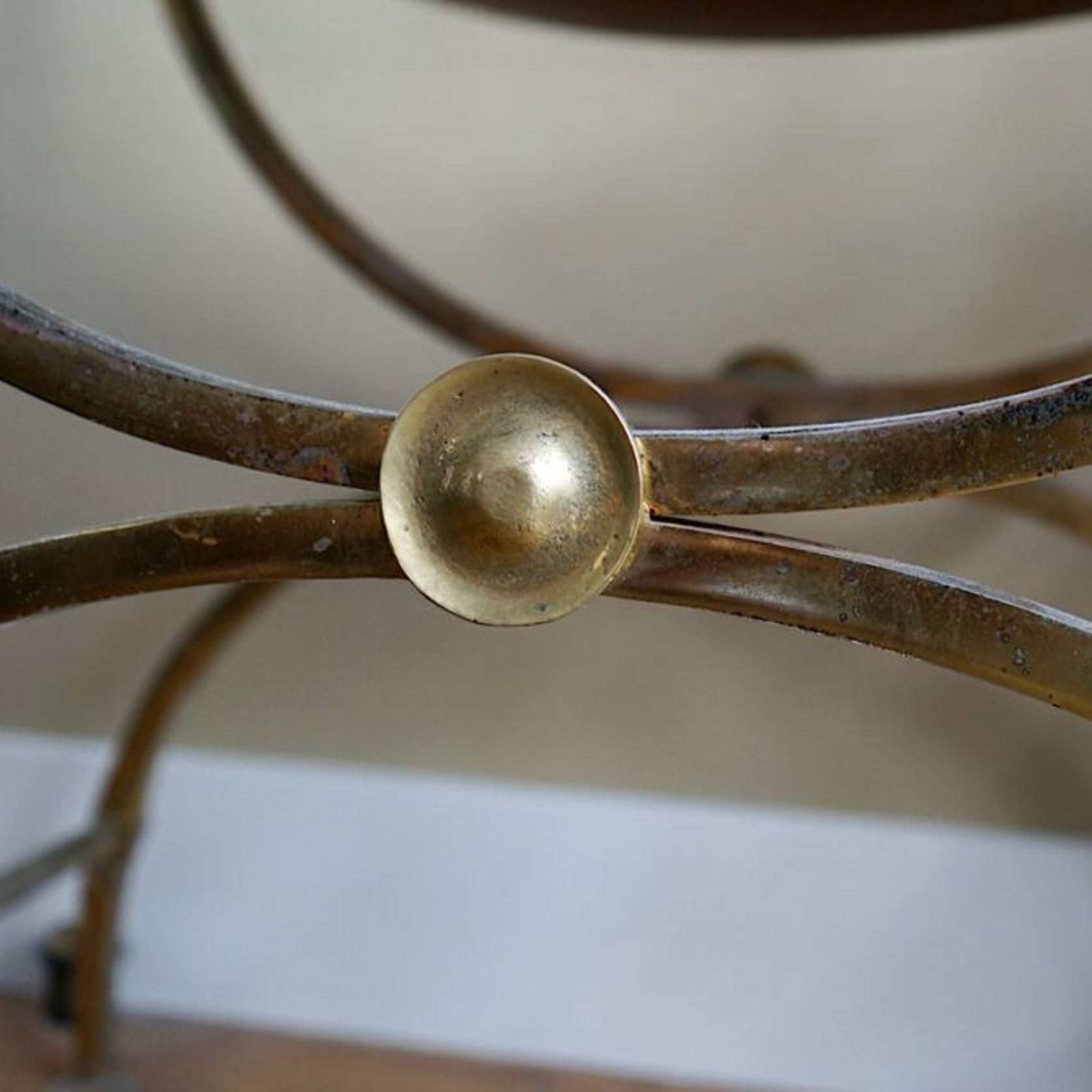Vintage Iron & Leather Curule Chairs (Pair) gallery detail image