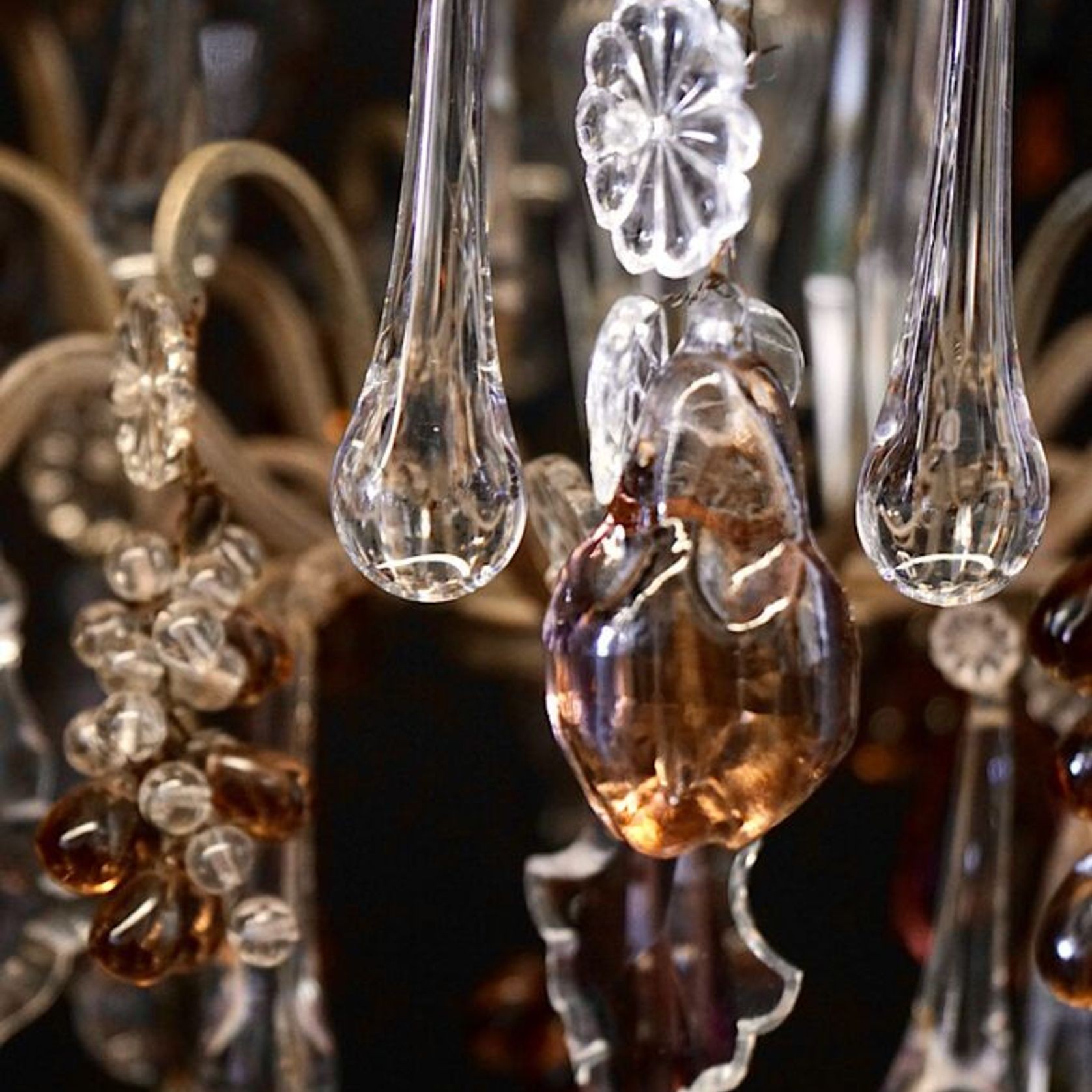 Antique French Chandelier With Glass Fruit gallery detail image