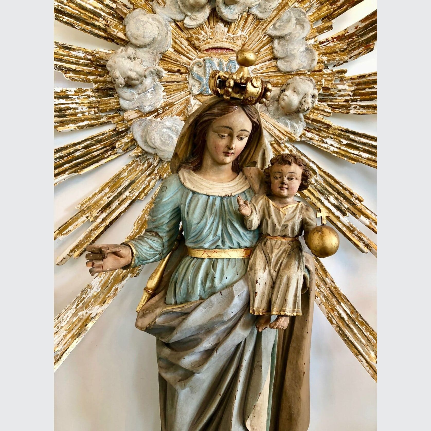 Antique Statue of the Virgin Mary and Child C.1870-1900 gallery detail image