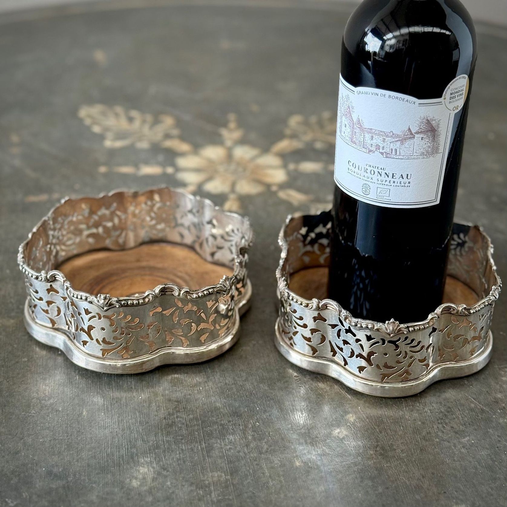 Pair of Silvered Wine Coasters gallery detail image