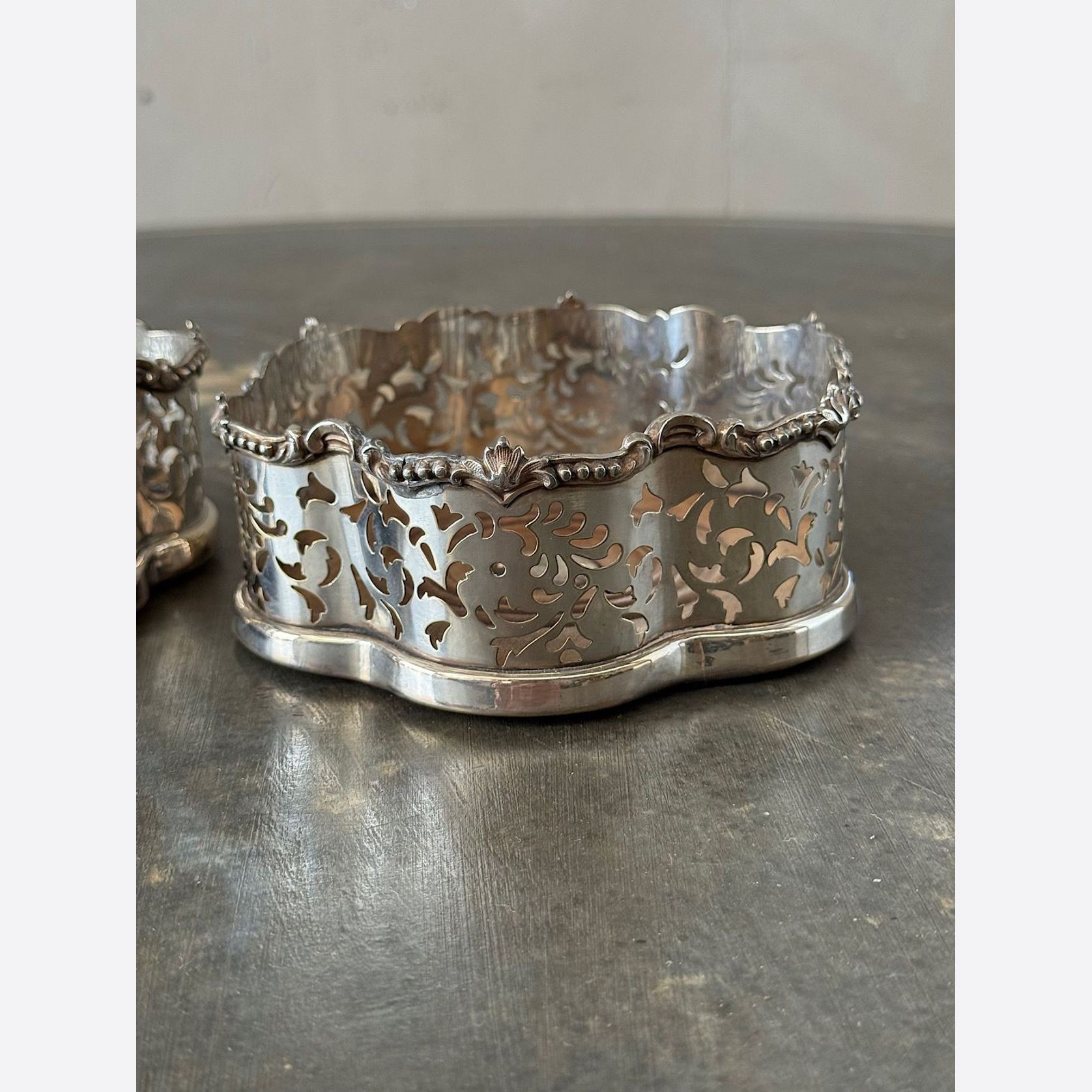 Pair of Silvered Wine Coasters gallery detail image