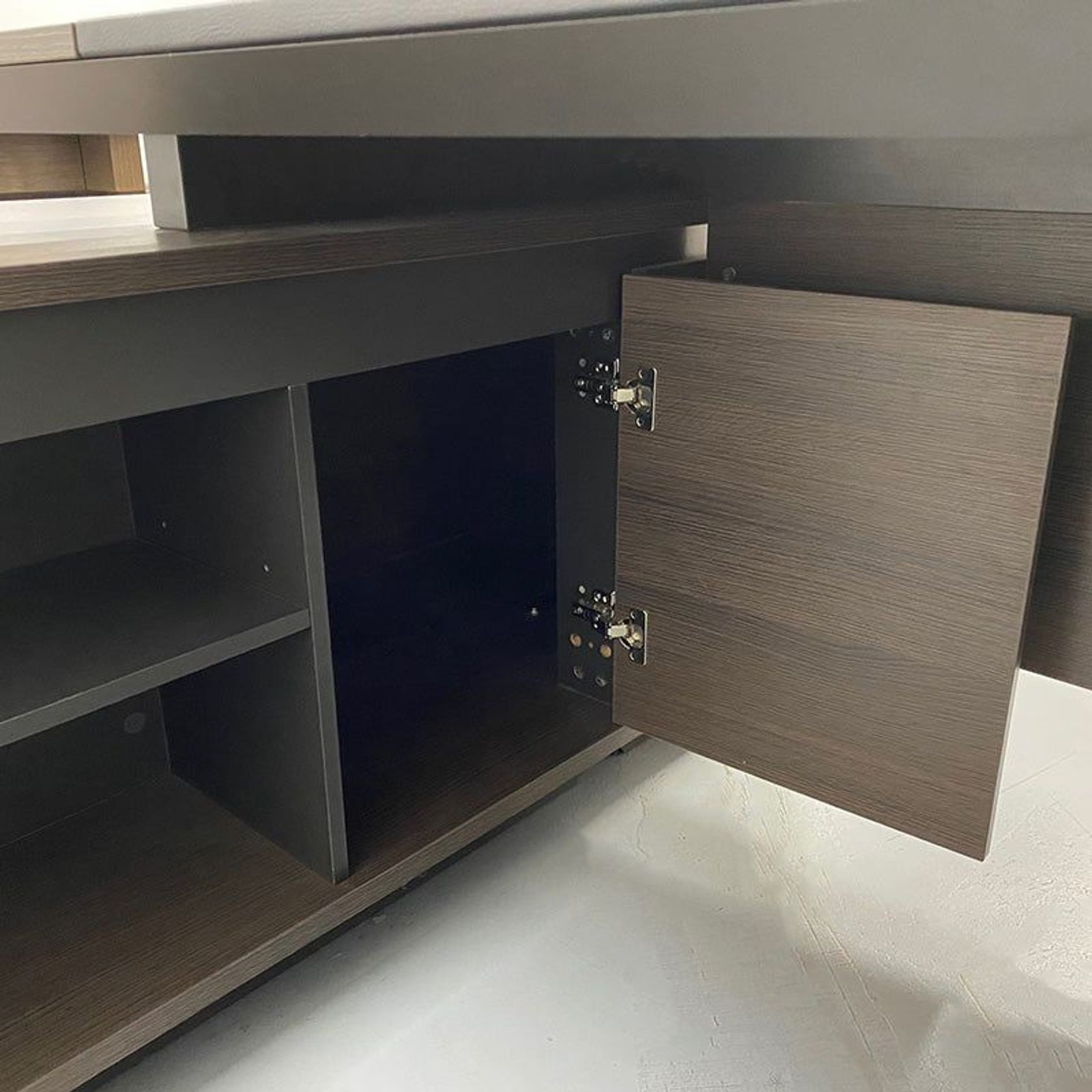CARTER Executive Office Desk with Right Return 2.2M - Coffee & Charcoal gallery detail image
