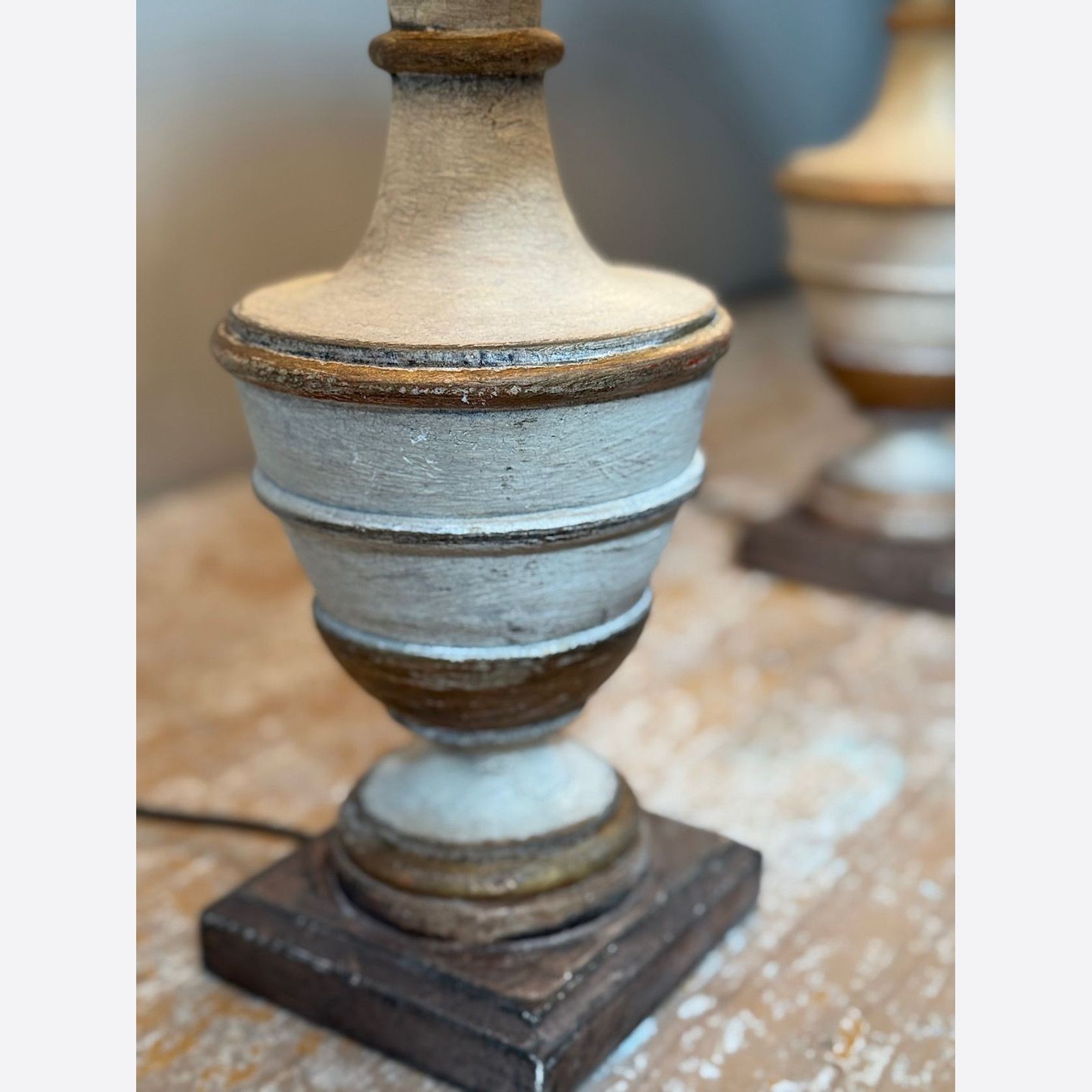Italian Painted Candlestick Lamps gallery detail image