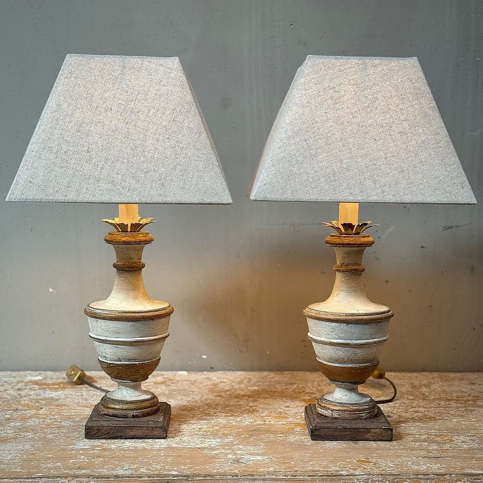 Italian Painted Candlestick Lamps gallery detail image