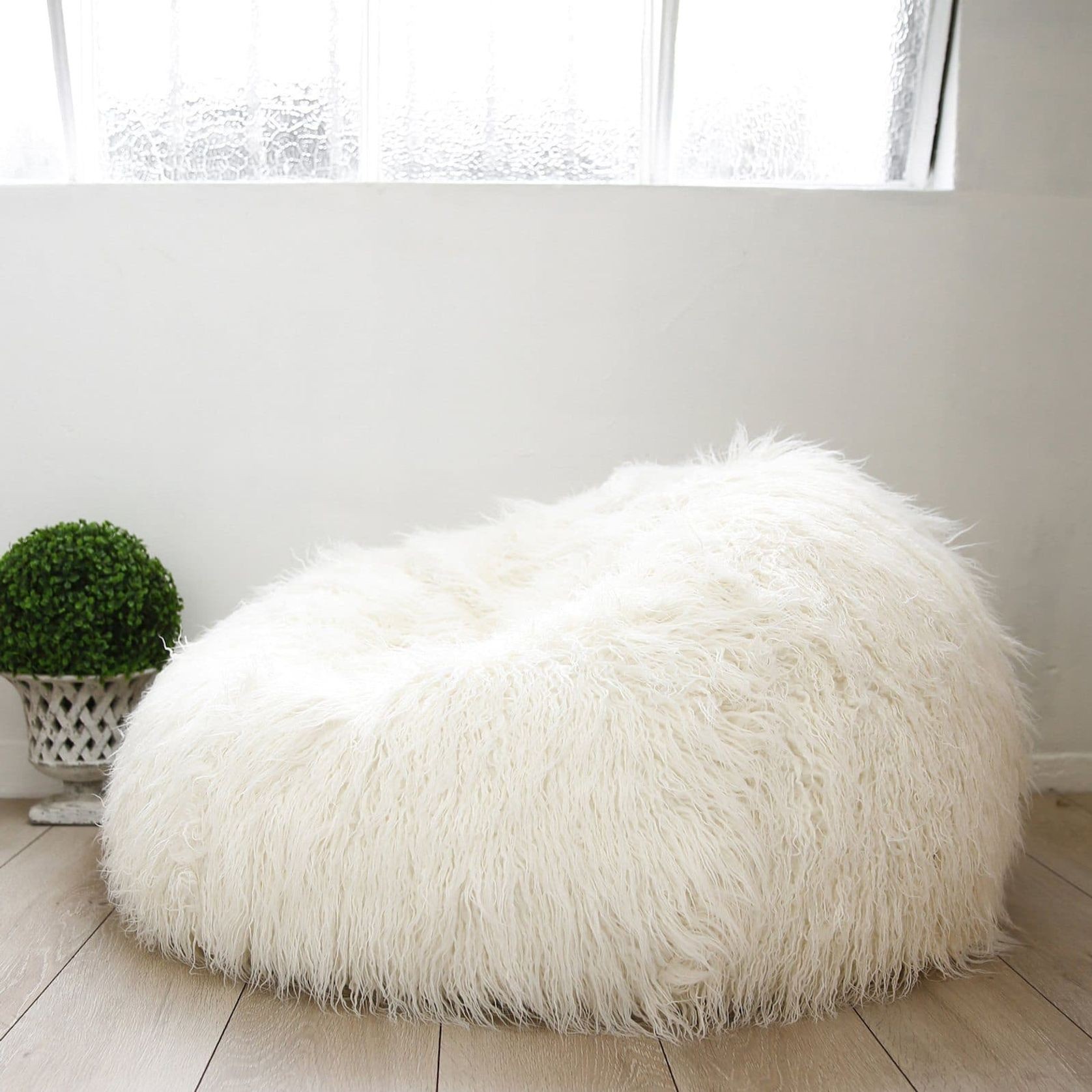 Fur Bean Bag - Cream Shaggy gallery detail image