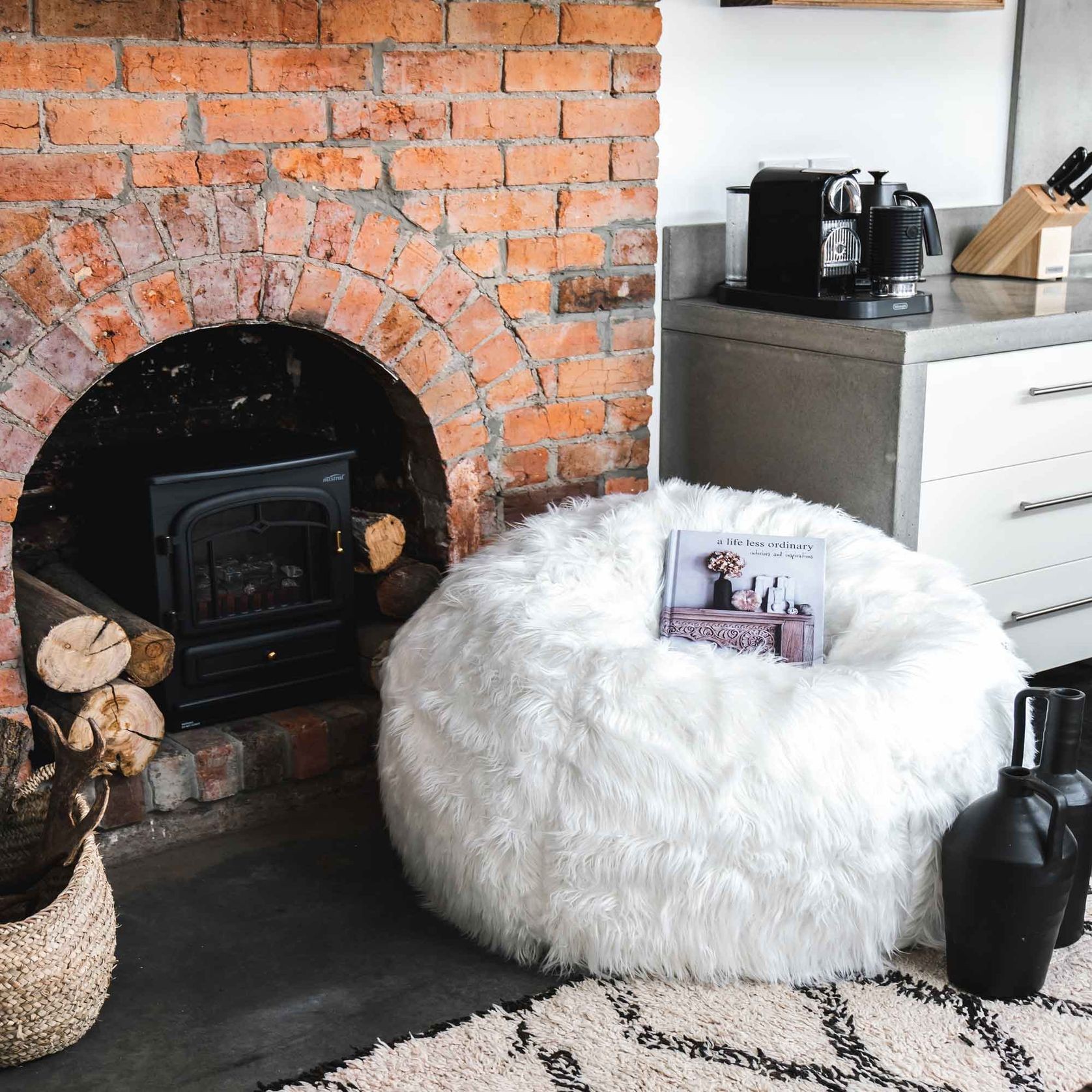 Lush Fur Bean Bag - White gallery detail image