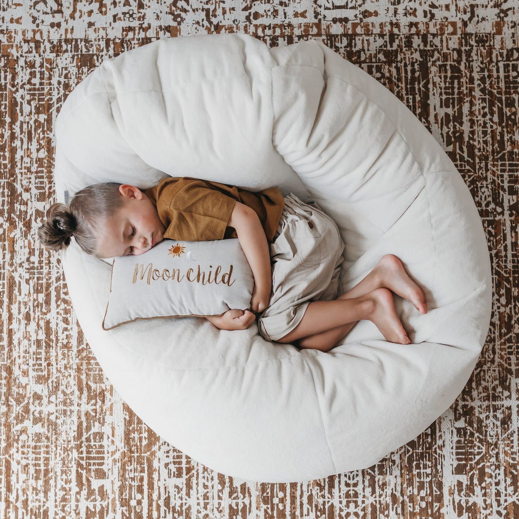 Plush Fur Lounger Bean Bag Chair - Cream gallery detail image