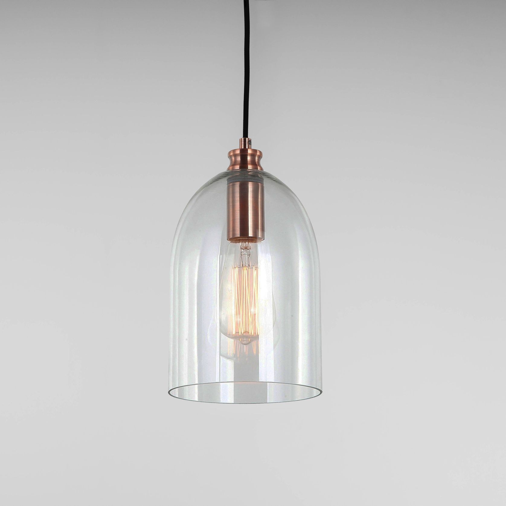 Willow Dome Glass Pendant Light - Copper gallery detail image