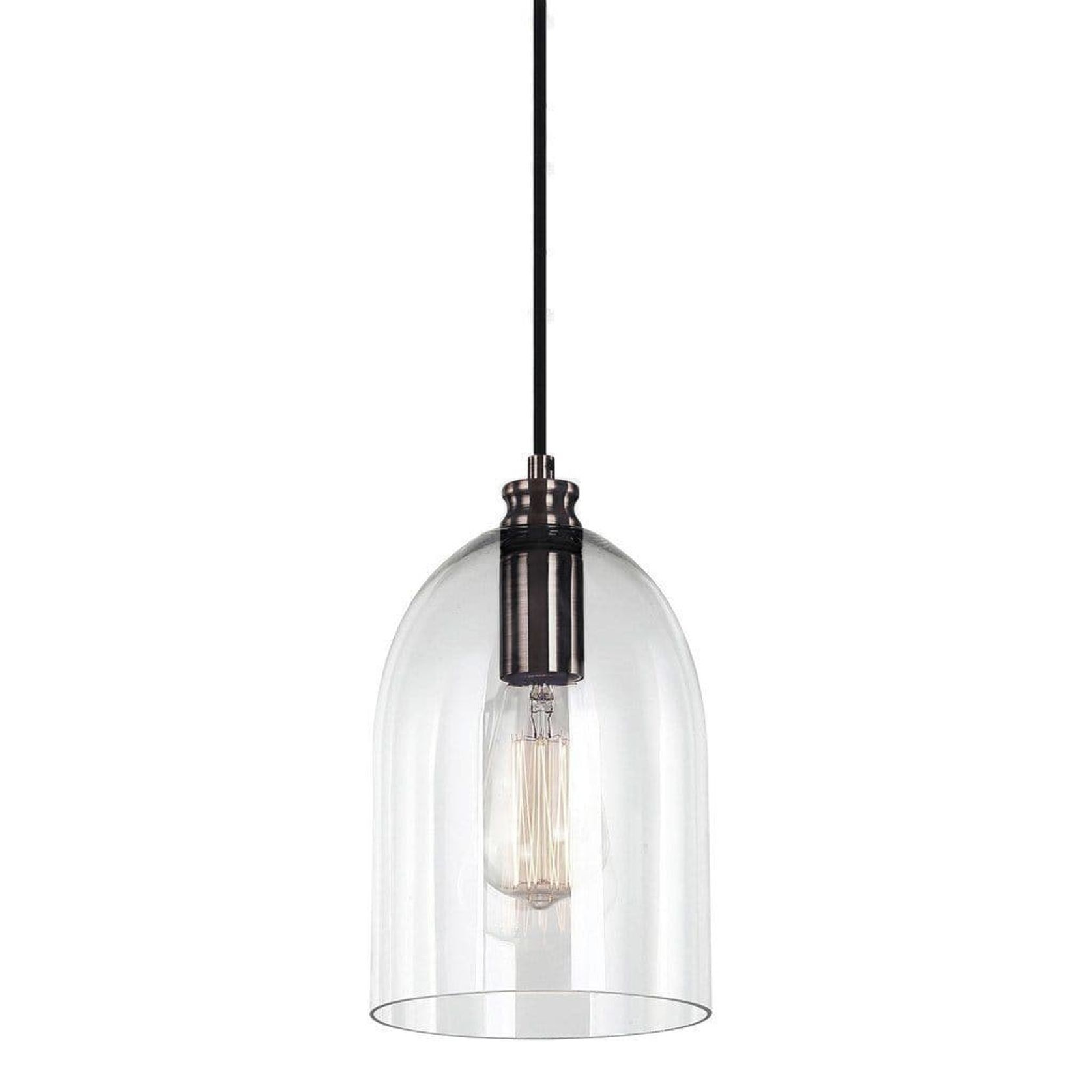 Willow Dome Glass Pendant Light - Pearl Black gallery detail image