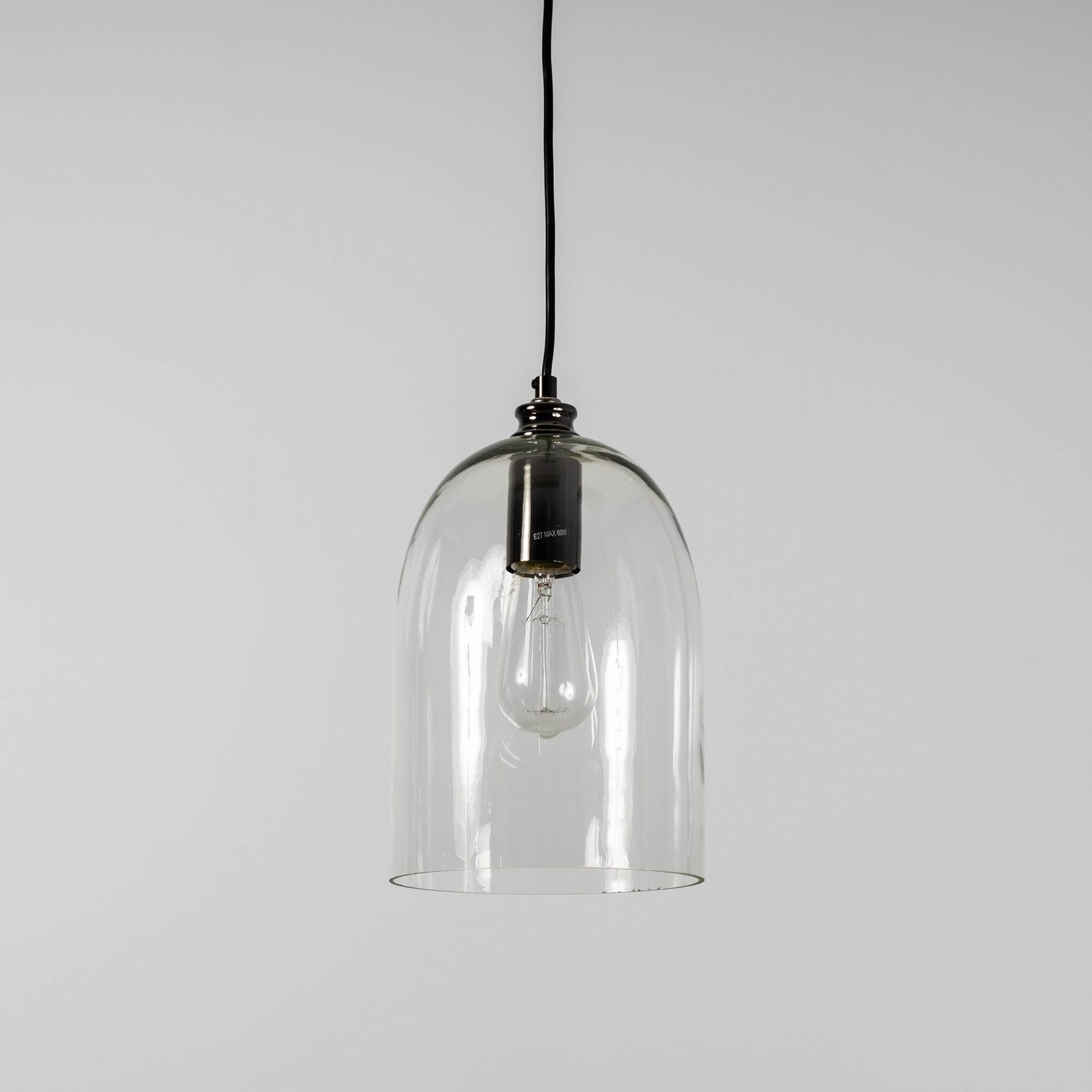 Willow Dome Glass Pendant Light - Pearl Black gallery detail image
