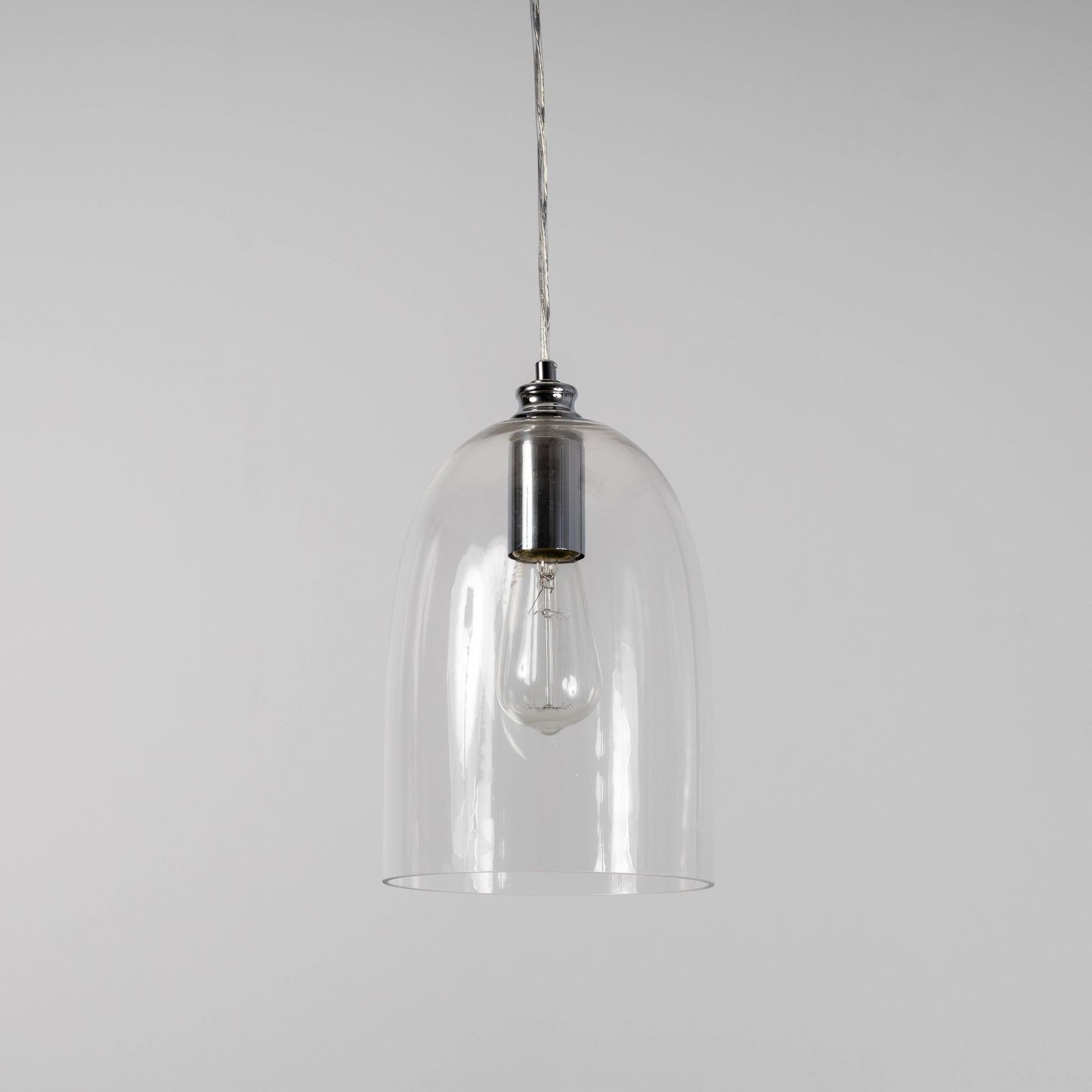 Willow Dome Glass Pendant Light - Chrome gallery detail image