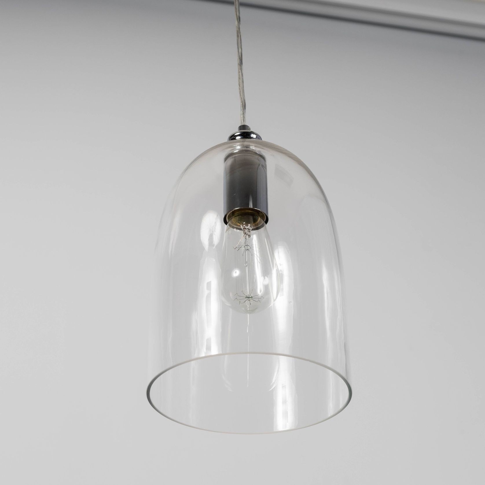 Willow Dome Glass Pendant Light - Chrome gallery detail image