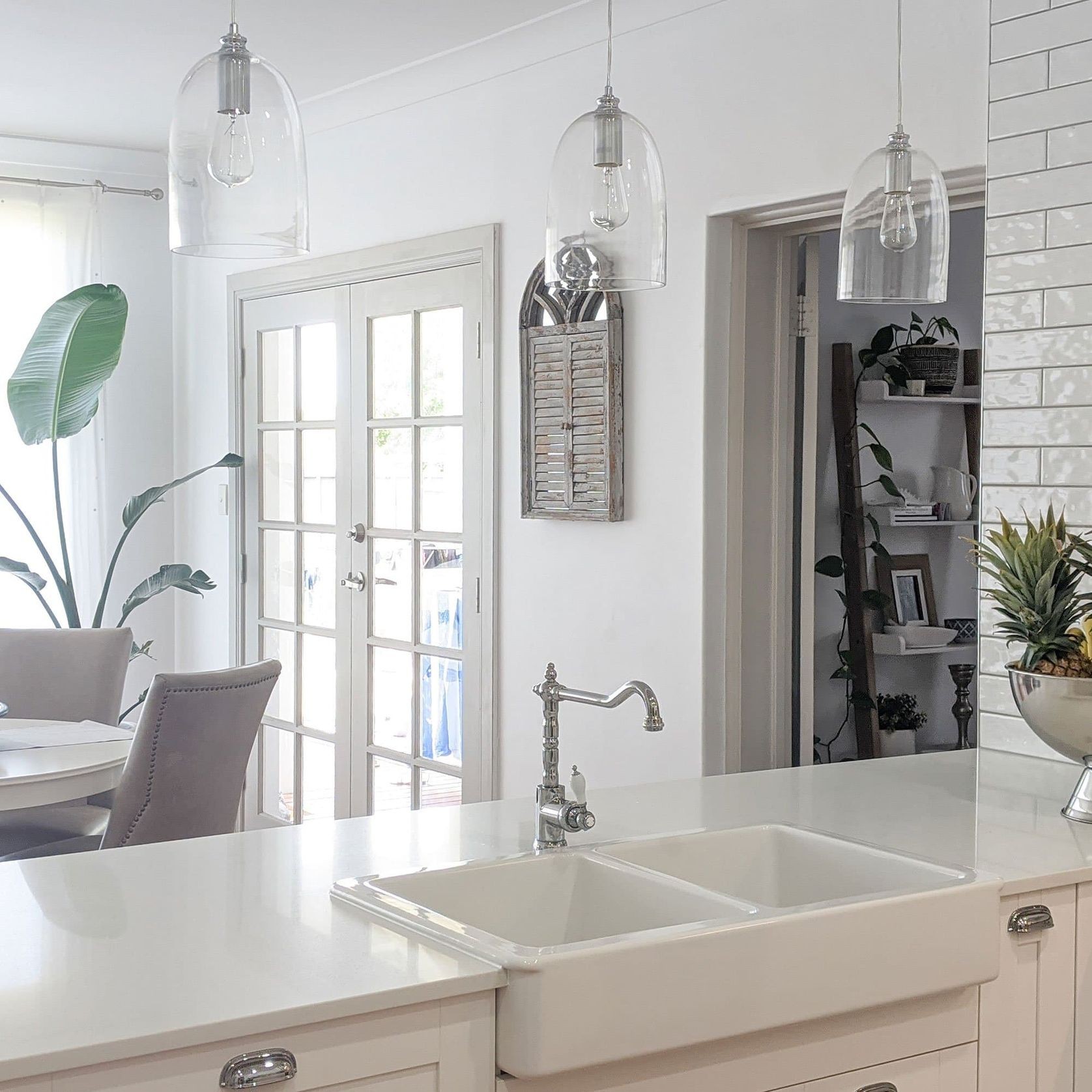 Willow Dome Glass Pendant Light - Chrome gallery detail image