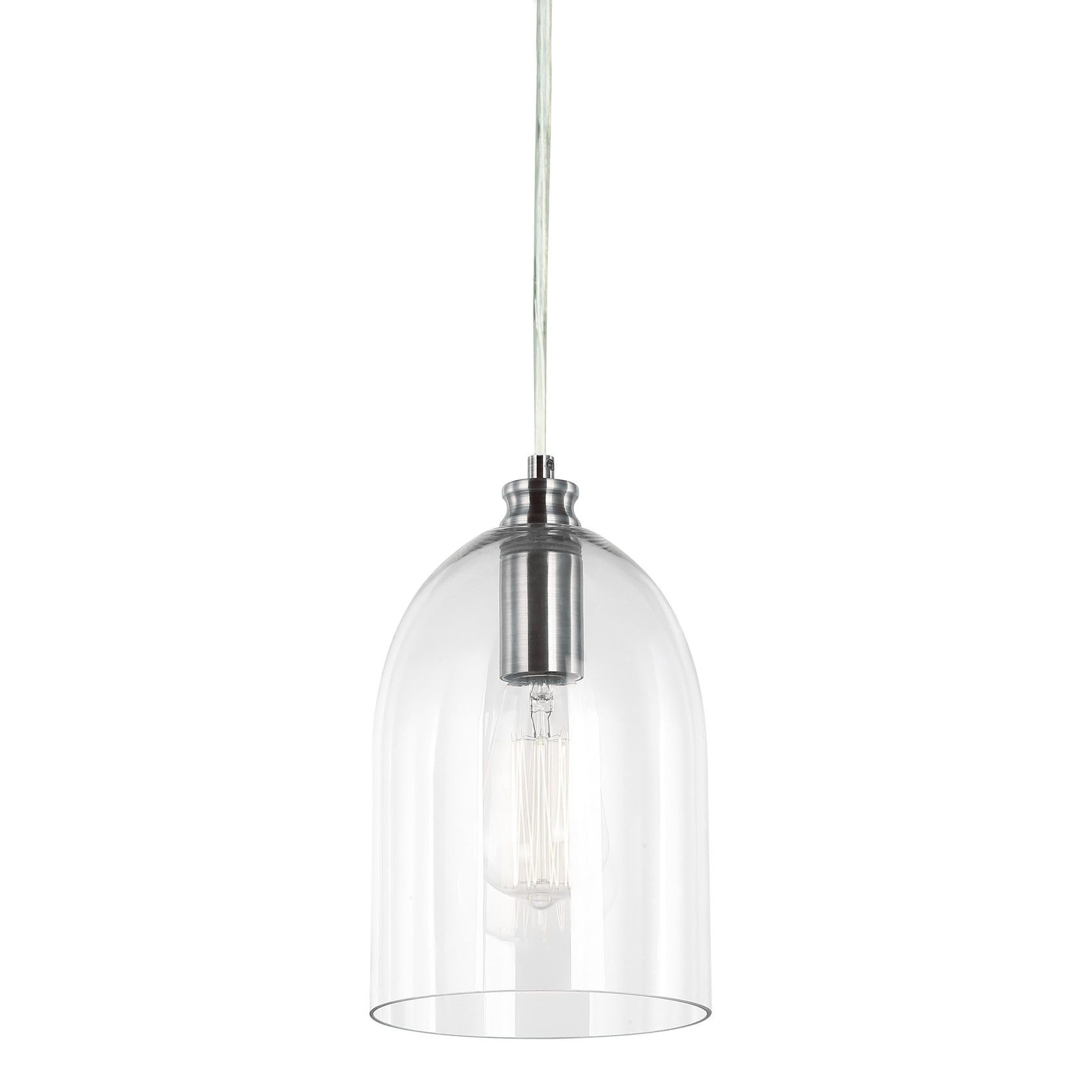 Willow Dome Glass Pendant Light - Chrome gallery detail image