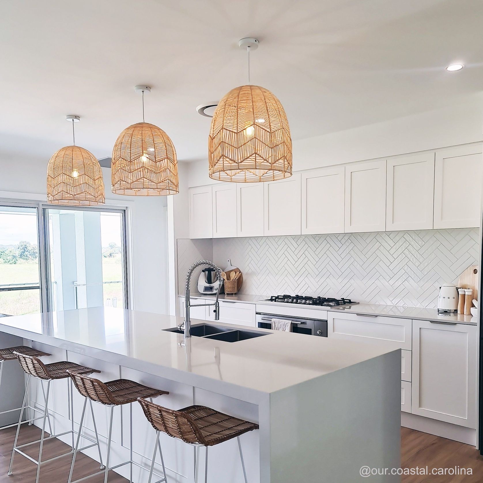 Natural Rattan Lace Pendant Light - Amalfi - 2 Sizes gallery detail image