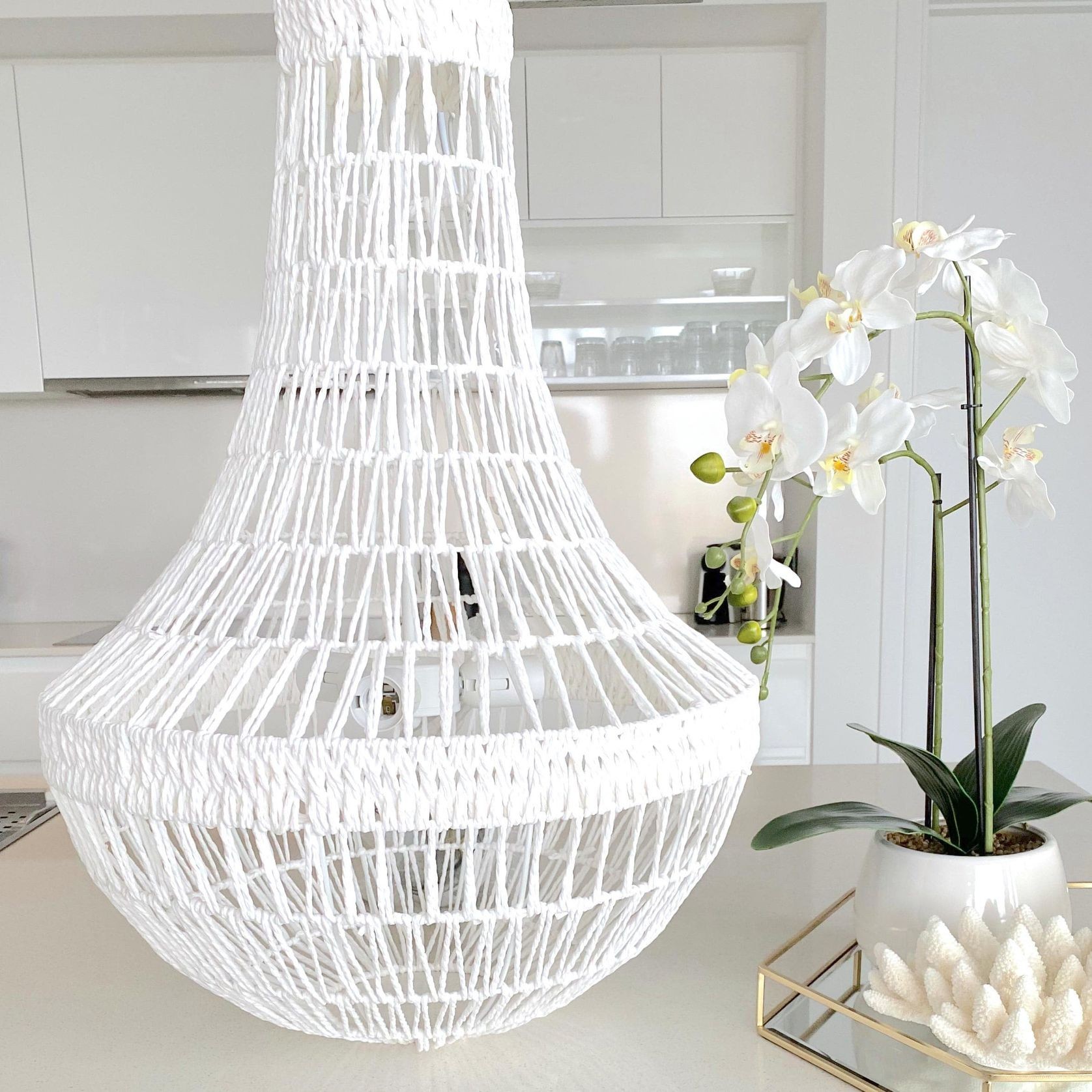 White Rope Empire Pendant Chandelier - Como gallery detail image