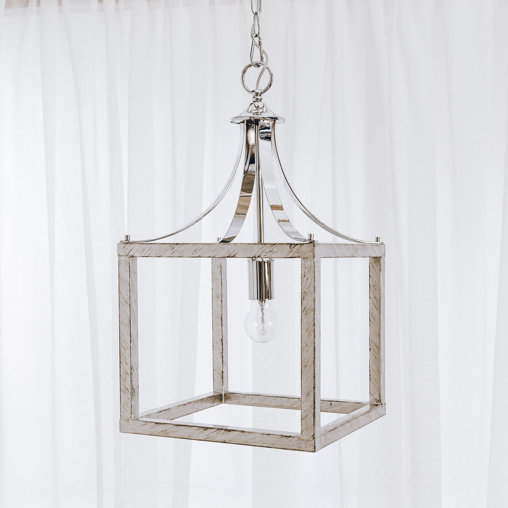 Hampton Style Lantern Pendant Light - Langham - Chrome gallery detail image