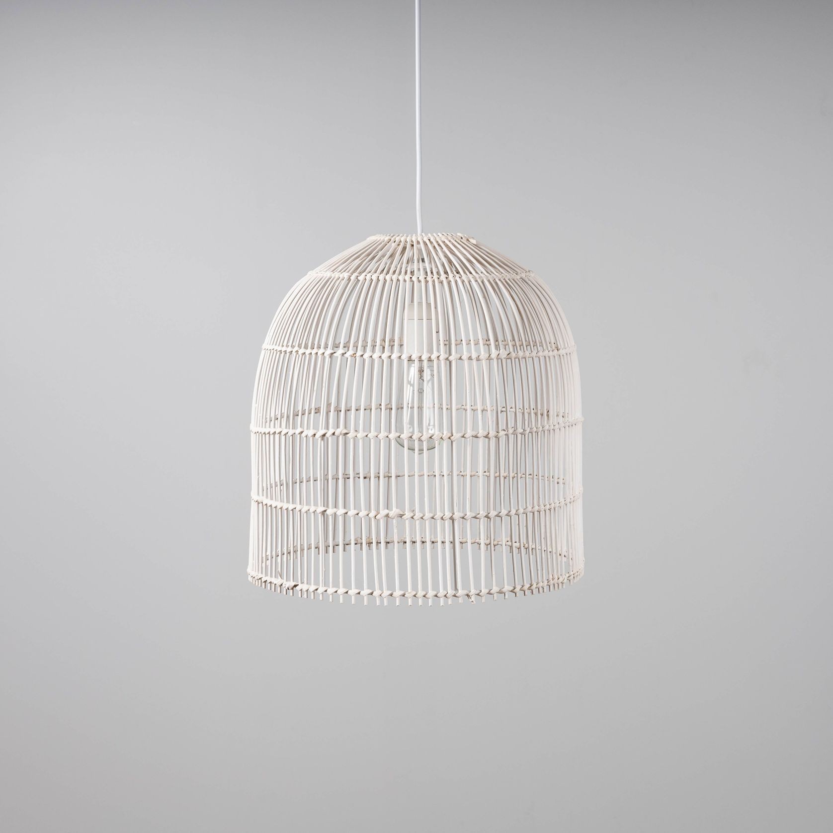 Whitewash Cane Rattan Pendant Light - Siena - 2 Sizes gallery detail image