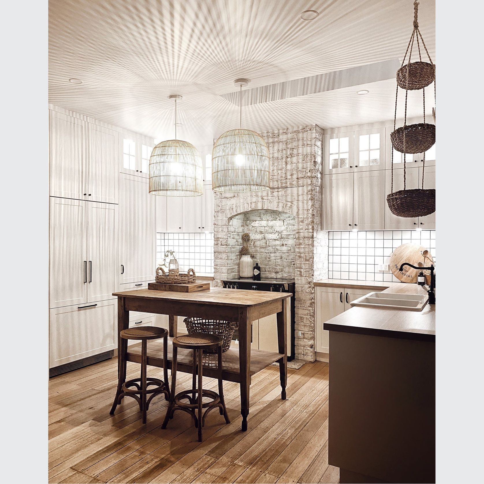 Whitewash Cane Rattan Pendant Light - Siena - 2 Sizes gallery detail image