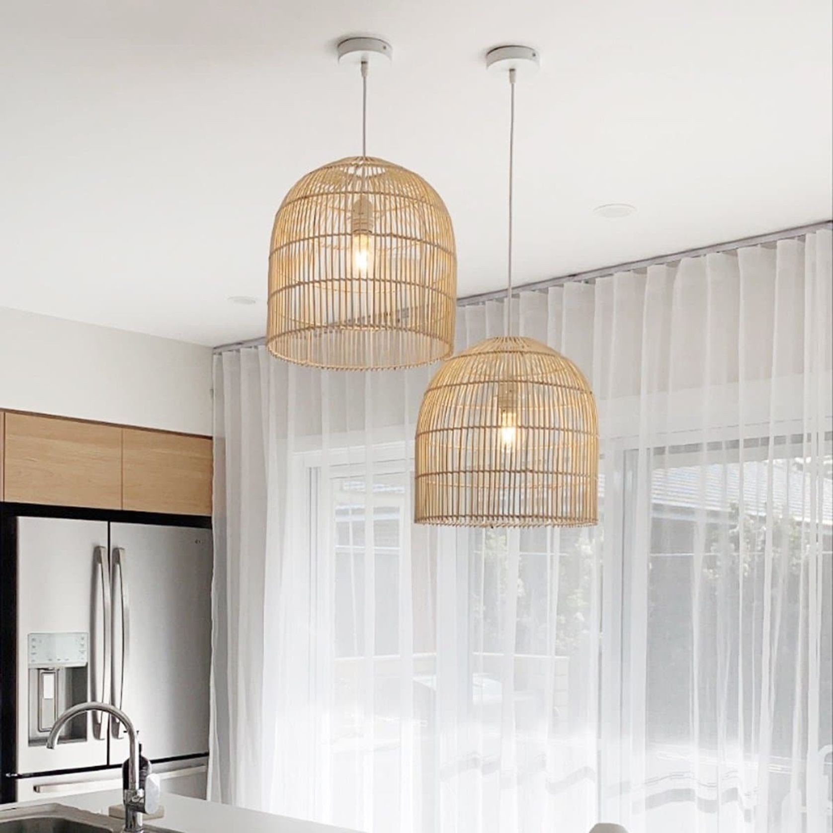 Natural Rattan Cane Wicker Pendant Light - Siena - 2 Sizes gallery detail image