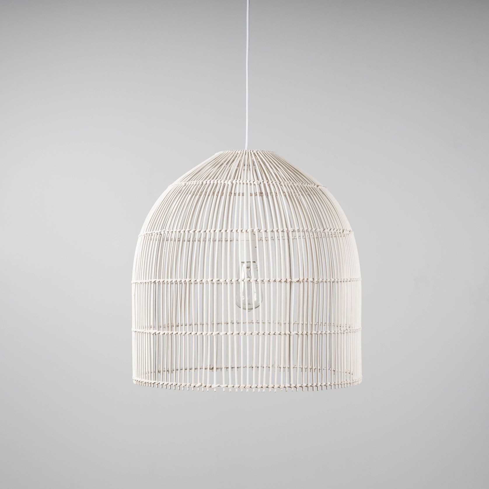 Whitewash Cane Rattan Pendant Light - Siena - 2 Sizes gallery detail image