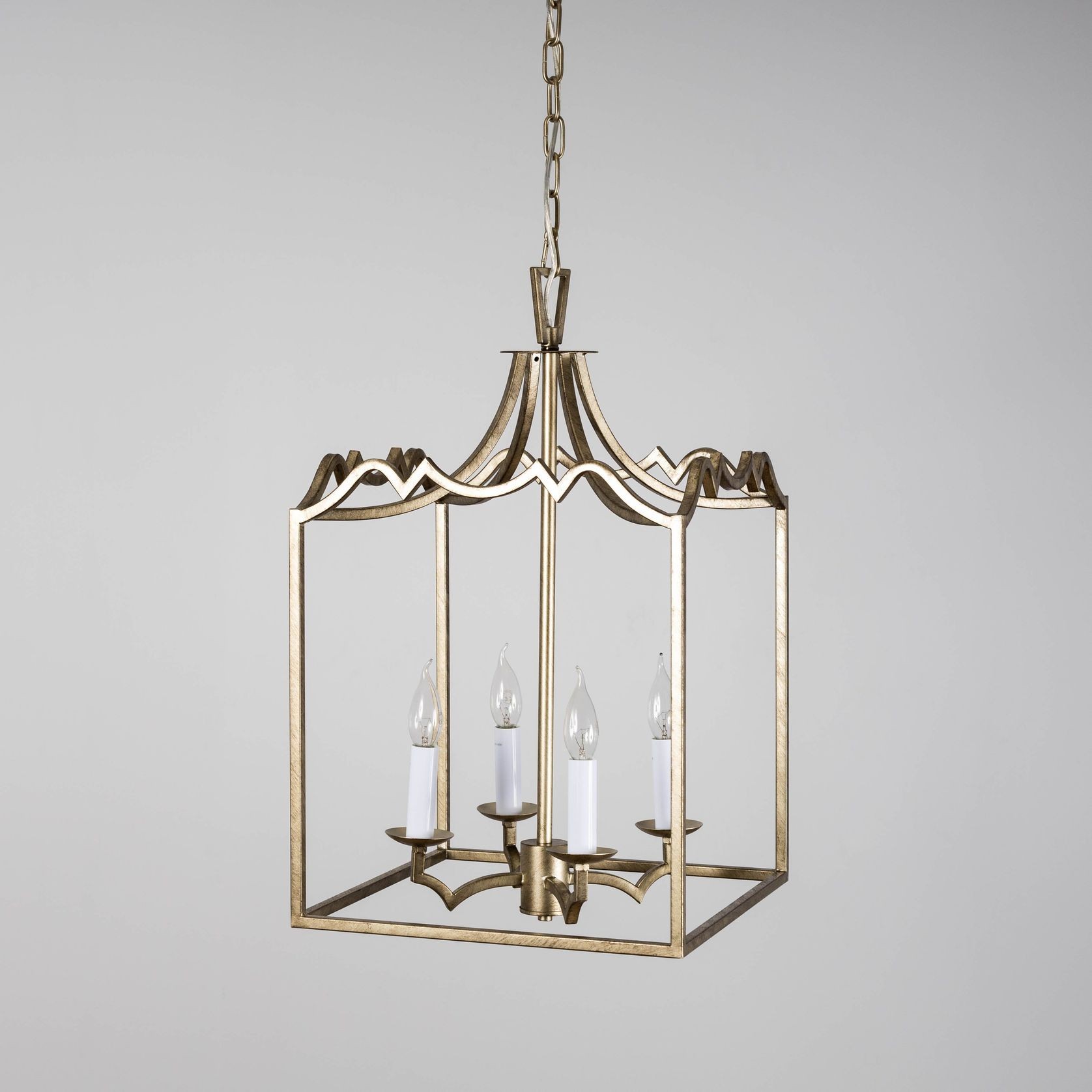 Detailed Box Frame Lantern Pendant Light - Champagne gallery detail image