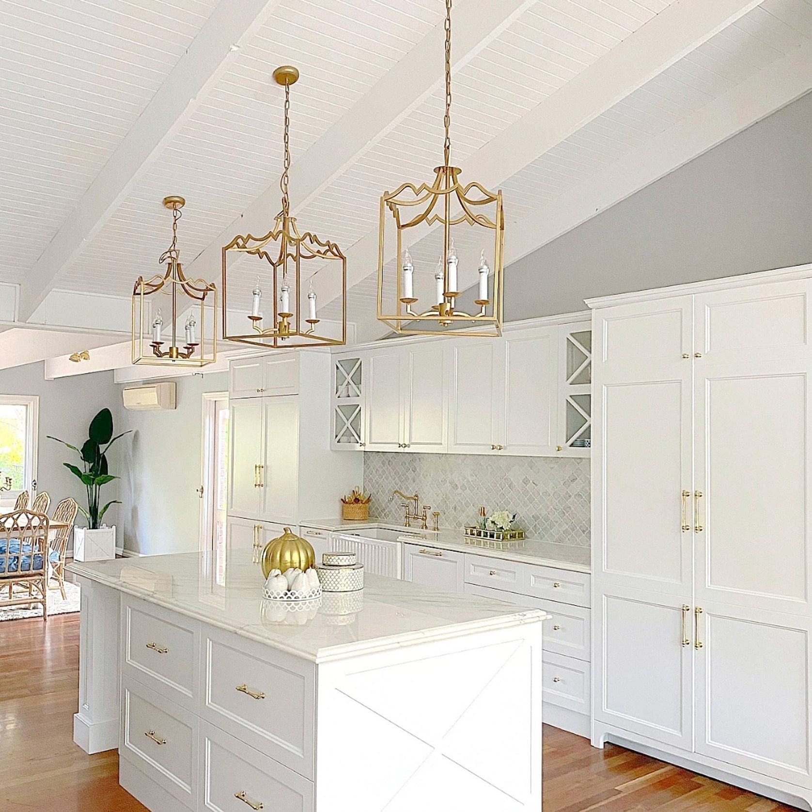 Detailed Box Frame Lantern Pendant Light - Champagne gallery detail image