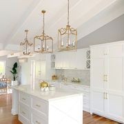 Detailed Box Frame Lantern Pendant Light - Champagne gallery detail image