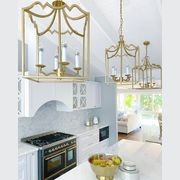 Detailed Box Frame Lantern Pendant Light - Champagne gallery detail image