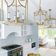 Detailed Box Frame Lantern Pendant Light - Champagne gallery detail image