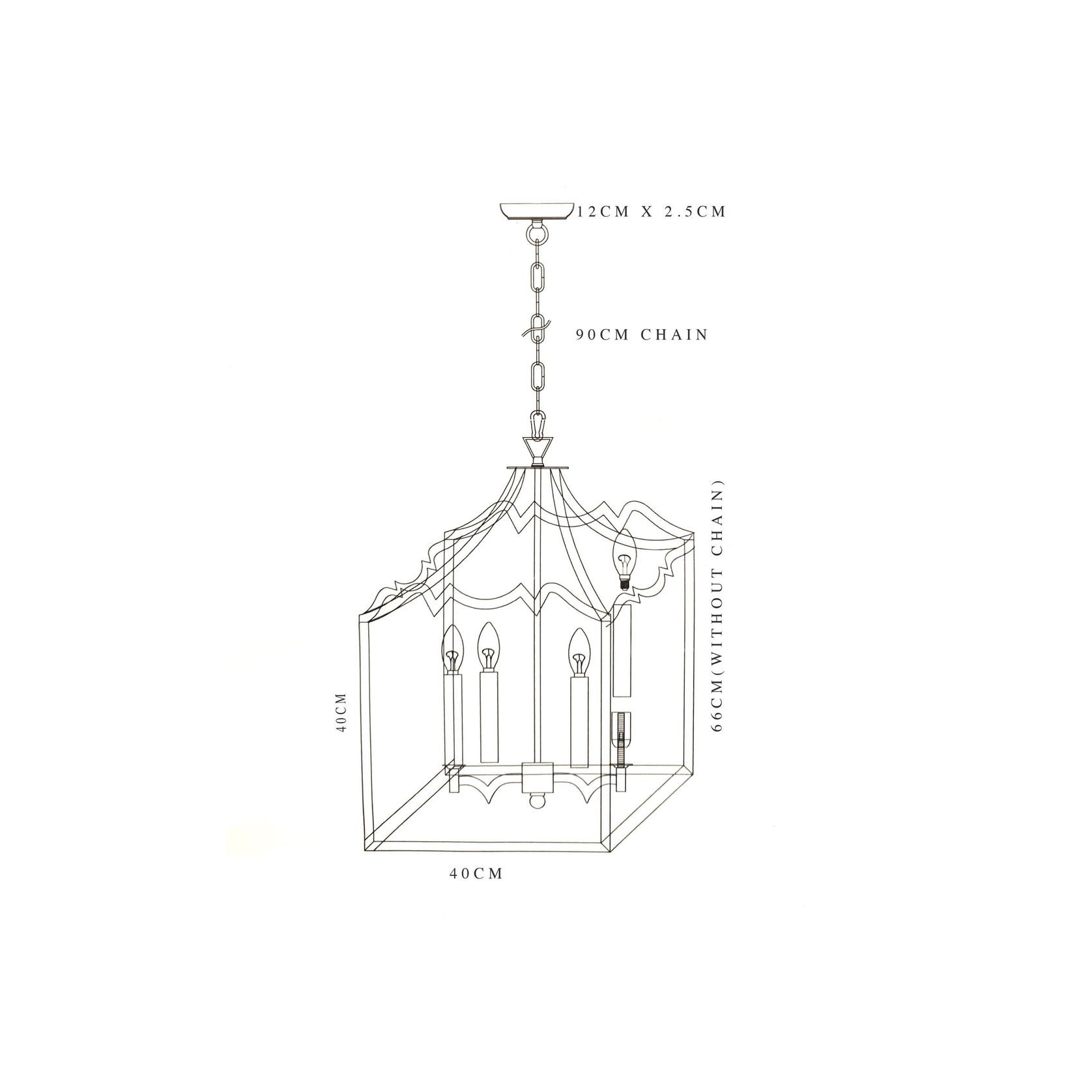 Detailed Box Frame Lantern Pendant Light - Champagne gallery detail image