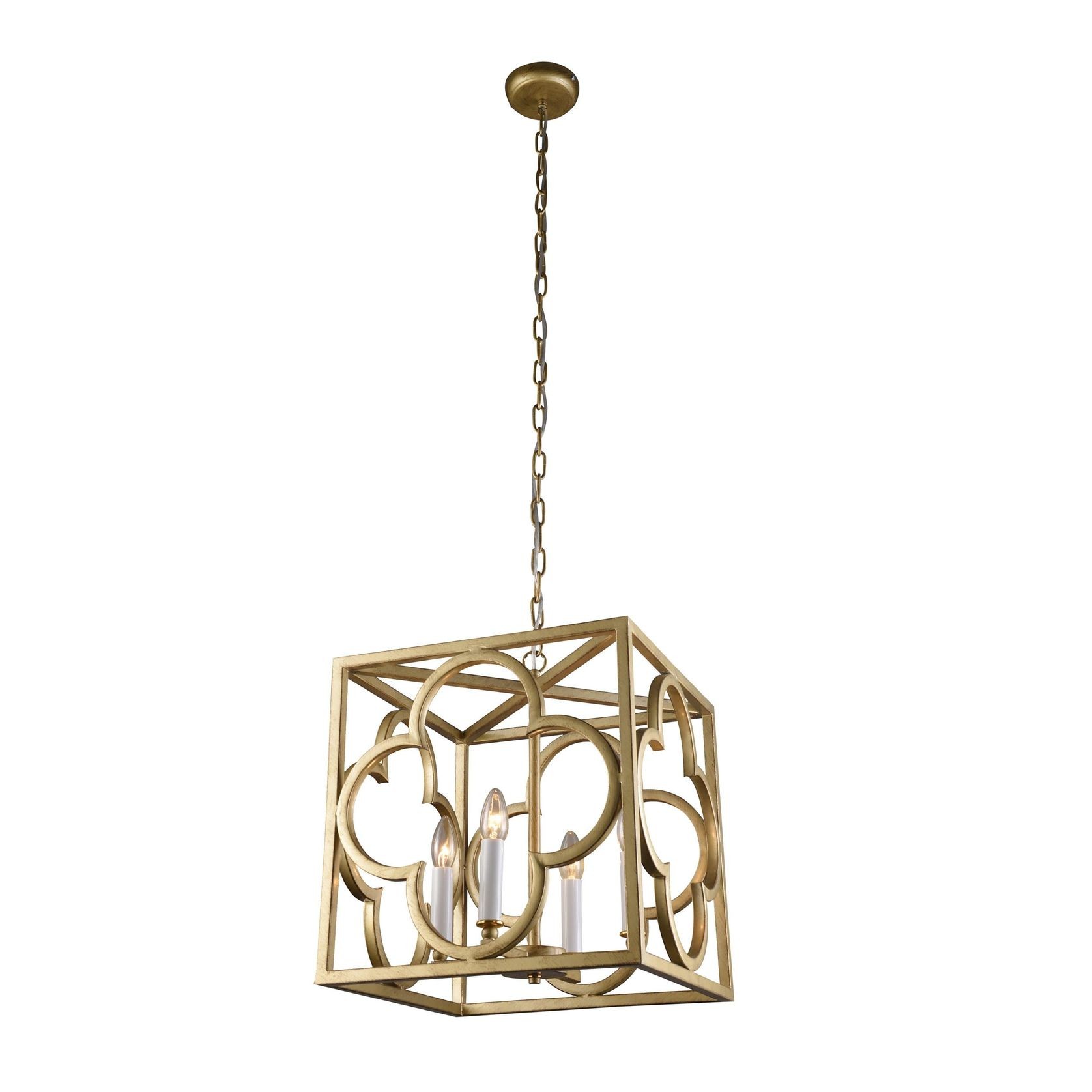 Detailed Box Frame Lantern Pendant Light - Gold Venetia gallery detail image