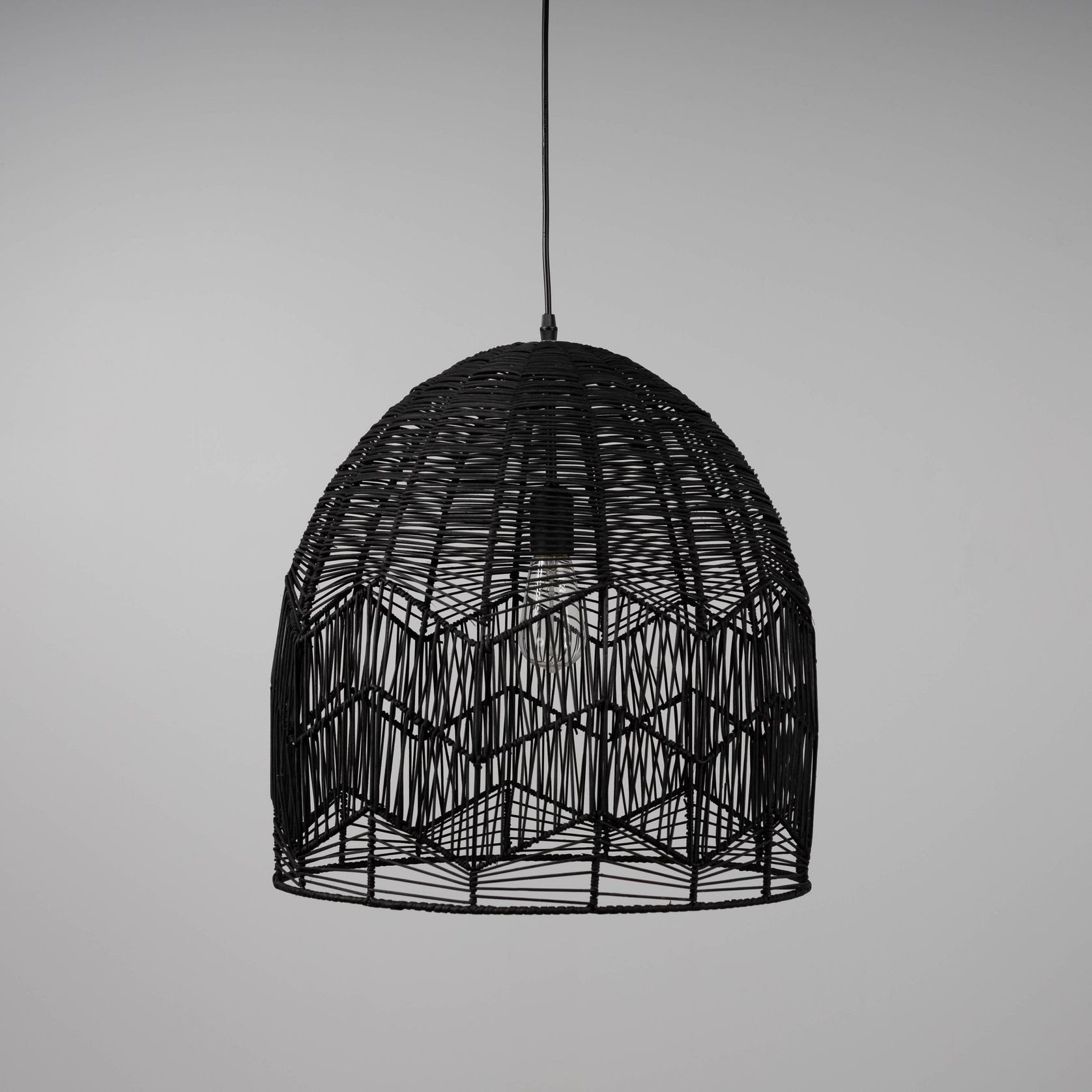 Black Rattan Lace Pendant Light - Amalfi - 2 Sizes gallery detail image