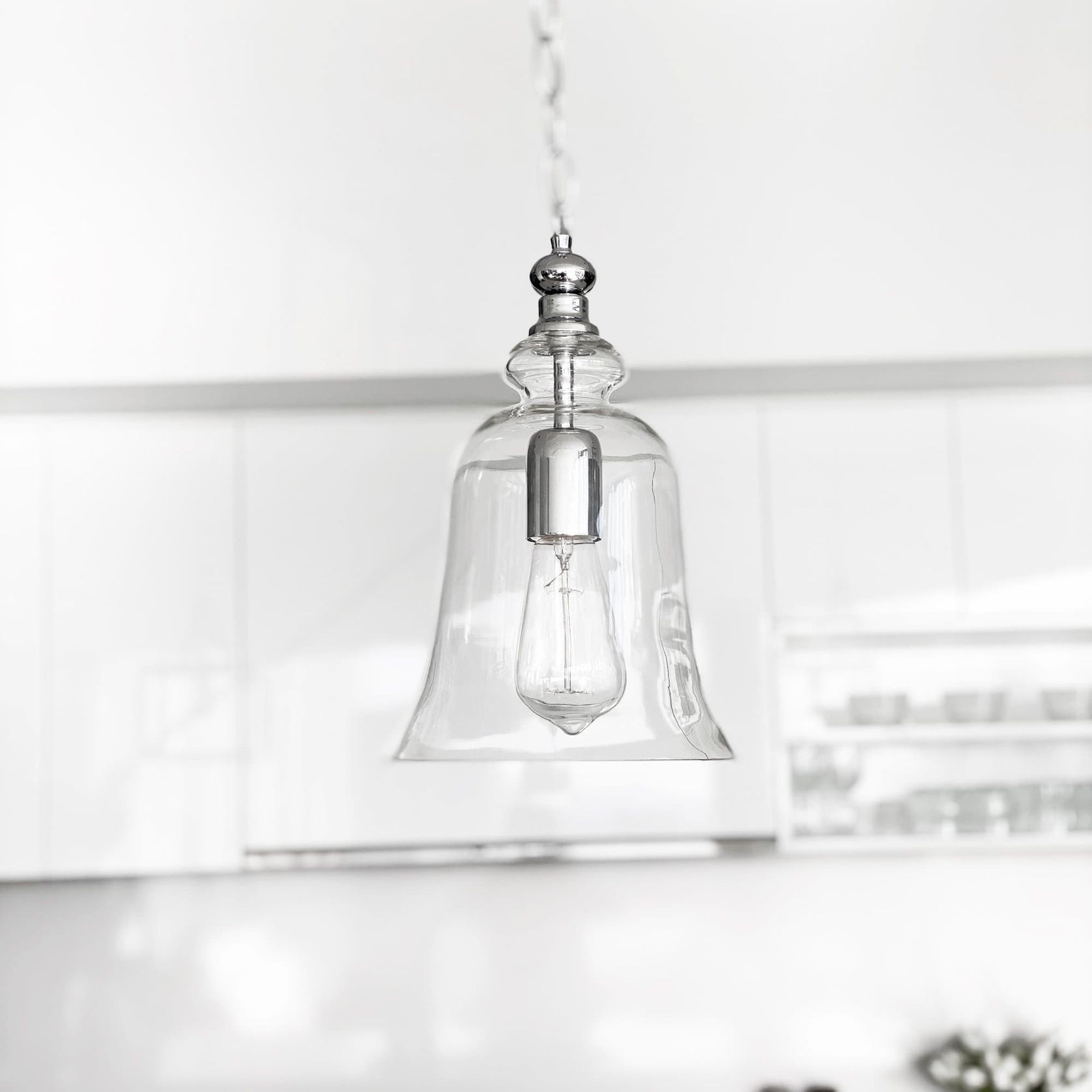 Gracie Glass Bell Shape Pendant Light - Polished Chrome gallery detail image