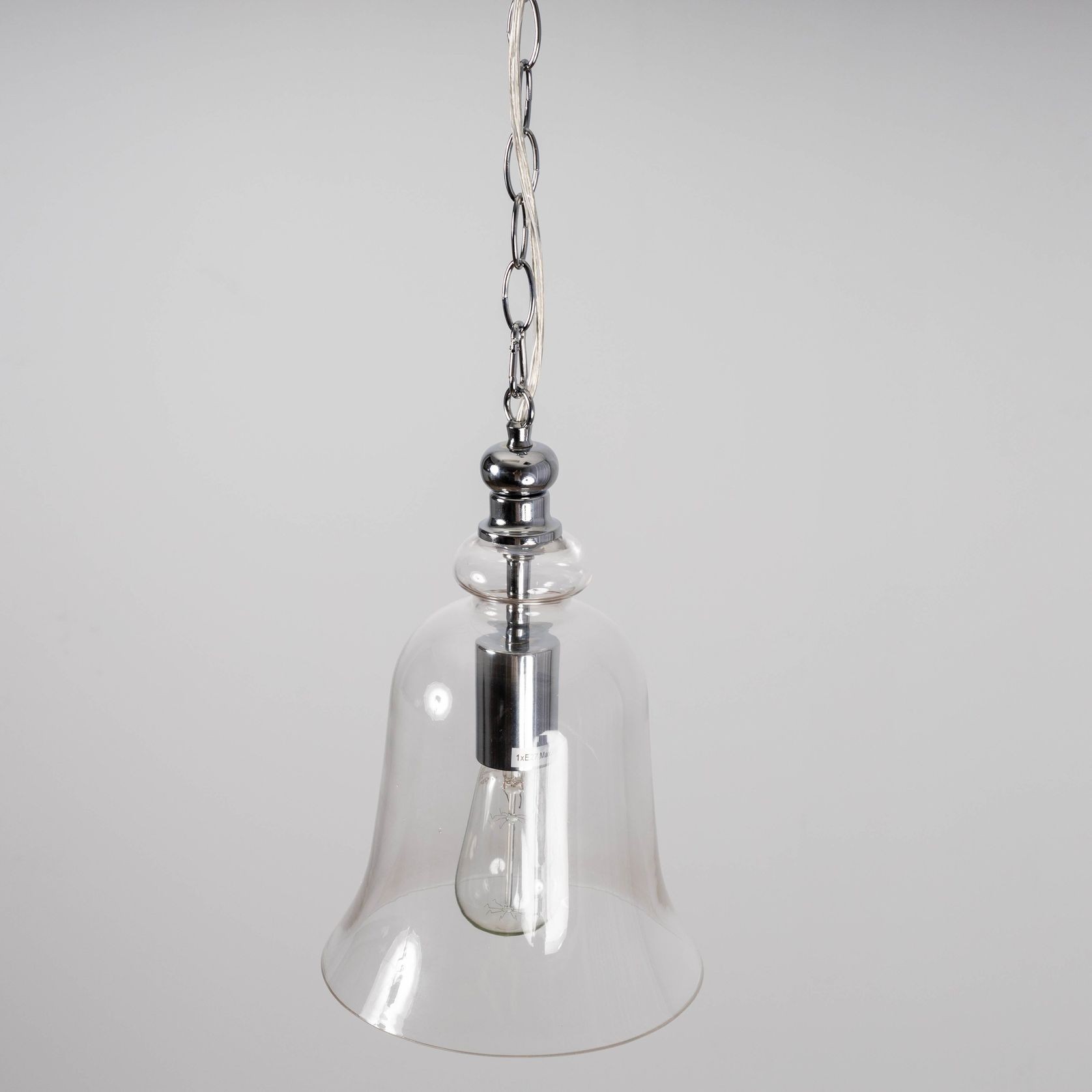 Gracie Glass Bell Shape Pendant Light - Polished Chrome gallery detail image