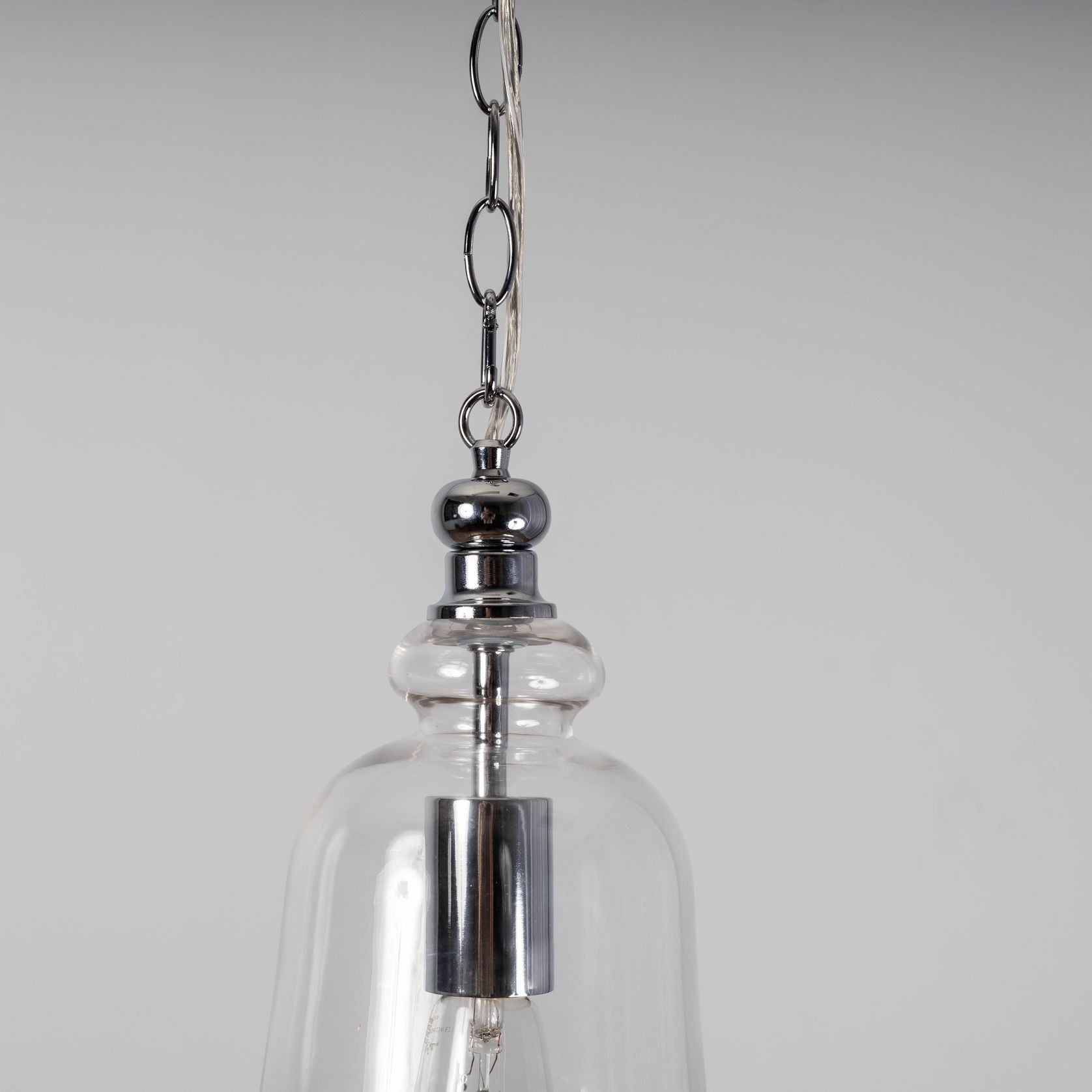 Gracie Glass Bell Shape Pendant Light - Polished Chrome gallery detail image