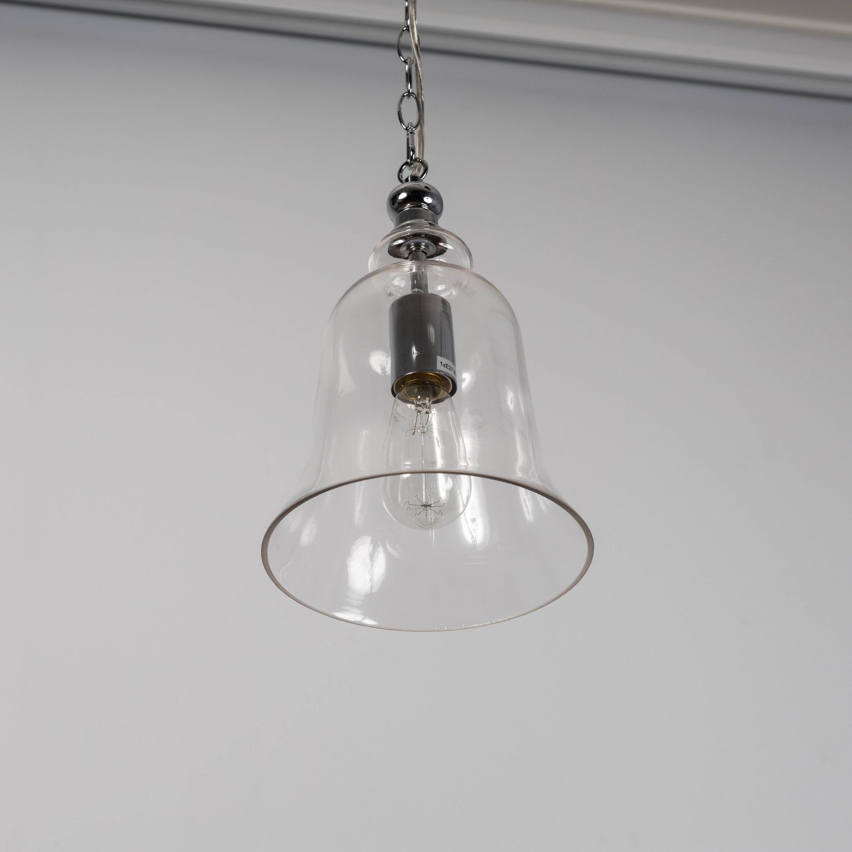 Gracie Glass Bell Shape Pendant Light - Polished Chrome gallery detail image