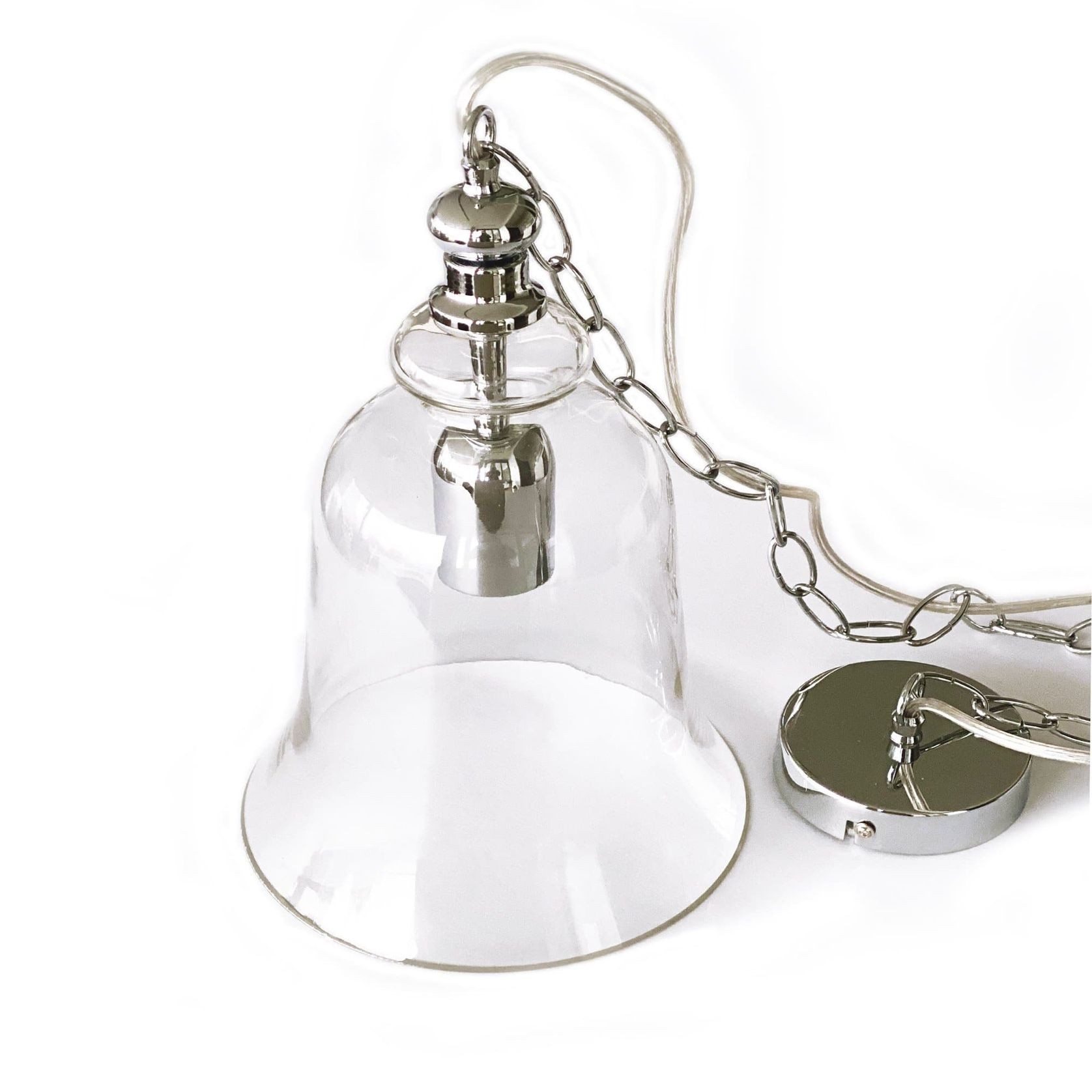 Gracie Glass Bell Shape Pendant Light - Polished Chrome gallery detail image
