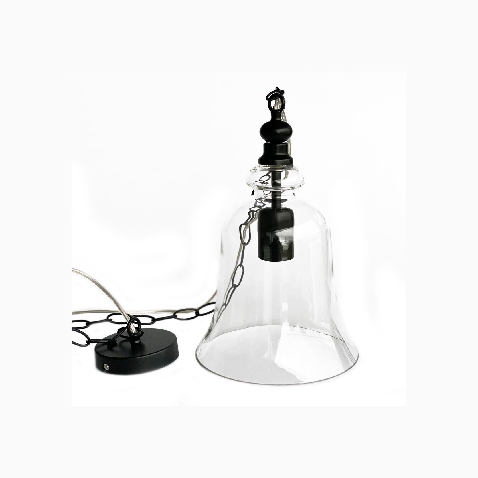 Gracie Glass Bell Shape Pendant Light - Black gallery detail image